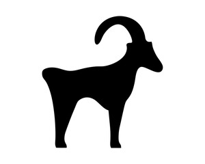 Stylized Black Silhouette Depicting a Mountain Goat or Ram with Curved Horns