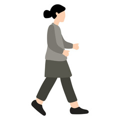 Woman Walking Illustration Flat Design