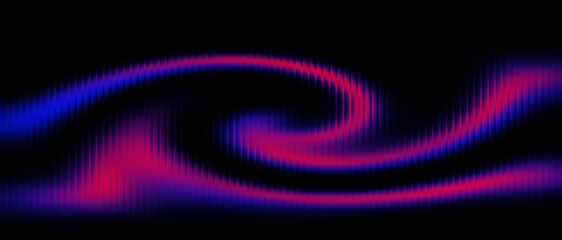 Vibrant neon swirl of pink and blue light creating a dynamic abstract background effect