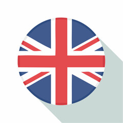 Obraz premium Polished circular flag icon with Union Jack motif, designed for branding collateral, expo booths, and cross-cultural marketing materials 
