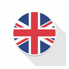 Modern round emblem displaying the United Kingdom flag, perfect for tourism campaigns, museum displays, and official communications about Britain
