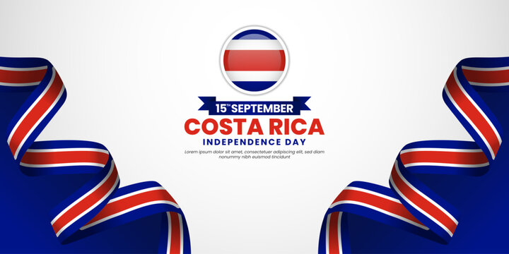 Costa rica independence day banner background 15 september design element with waving ribbon flag - Powered by Adobe