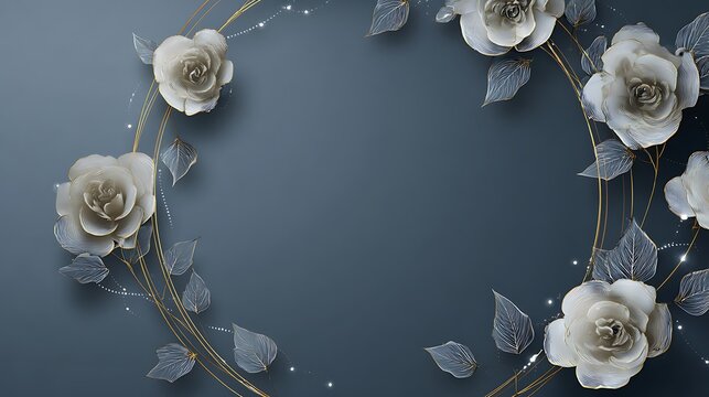 Elegant winter wreath with delicate white flowers and sparkling silver accents on a dark background