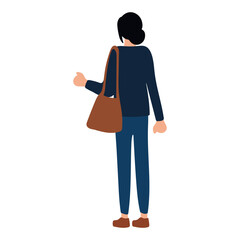 Woman with Shoulder Bag From Behind Illustration