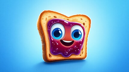 Cute anthropomorphic slice of toast with jam face