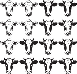 Cow Silhouette Vector | Farm Animal Clipart  Dairy Cow Silhouette | Rustic Farm Design  Standing Cow Silhouette | Livestock Animal Art