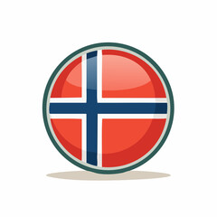 Obraz premium Sleek round Norway flag badge suitable for newsletters, conferences, and branding visuals celebrating Norwegian culture 