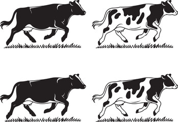 Cow Silhouette Vector | Farm Animal Clipart  Dairy Cow Silhouette | Rustic Farm Design  Standing Cow Silhouette | Livestock Animal Art
