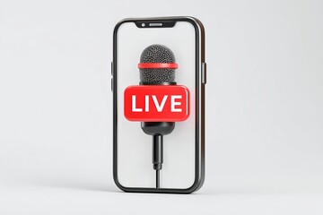 Smartphone with microphone and "LIVE" button