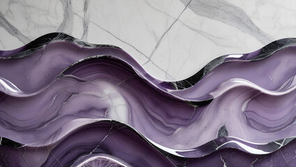 Abstract Wavy Marble Texture in Purple and White - 3D Seamless Pattern