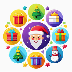 Fototapeta premium Playful round montage of wrapped presents with ribbons, perfect for seasonal catalogs, e-commerce banners, and family-focused marketing materials 