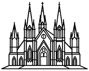 Fototapeta premium Ancient Gothic Cathedral with Stained Glass & Stone Carvings