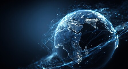 Digital Earth, network of lines and dots