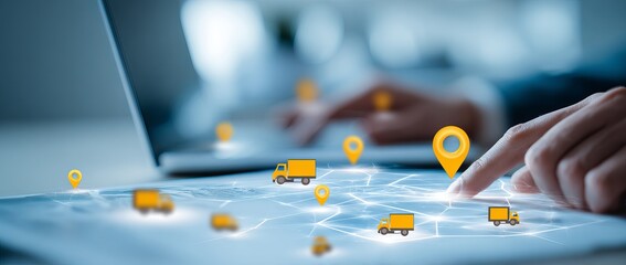 Digital map of shipping locations displayed on a tablet