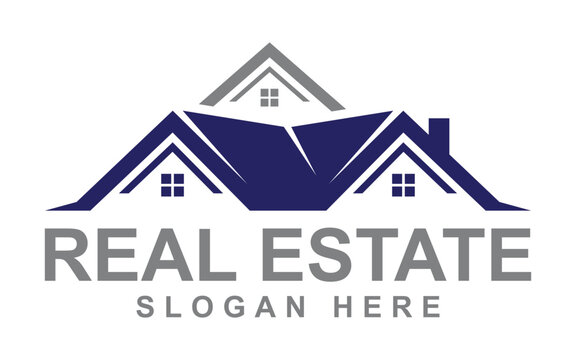 Professional real estate agency logo design with houses