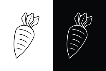 Fototapeta premium Parsnip Minimal Icon. Line Art Illustration for Food Packaging