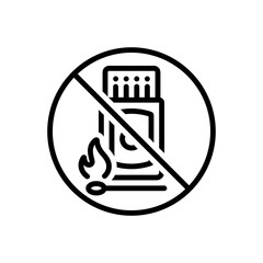 Black line icon for no matchbox