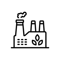 Black line icon for eco energy factory