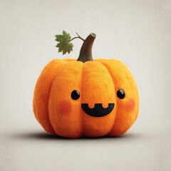 Cute plush pumpkin with a smiling face.