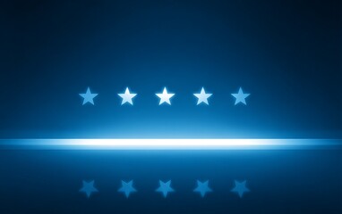 Blue abstract background with glowing stars and reflections