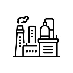 Black line icon for gas refinery