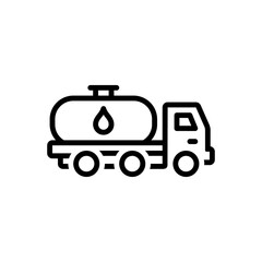 Black line icon for gas tanker