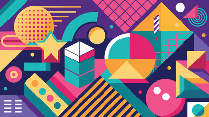 Obraz premium Abstract background featuring vibrant shapes and lines in various colors, creating a dynamic and artistic composition..eps