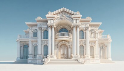 Grand neoclassical mansion architectural rendering