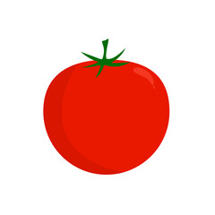 Red tomato vector icon, Fresh tomato vector on white background. Flat vector illustration design.