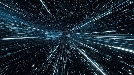 a dynamic, "hyperspace" style animation of stars streaking past the camera, creating lines of light, perfect for a high-energy sci-fi overlay or transition, seamless loop