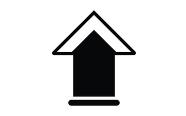 Bold black arrow pointing upward on pure white background