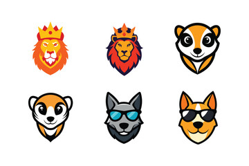 Obraz premium Roaring wild animal head logo icons in emblematic form Color Vector illustration