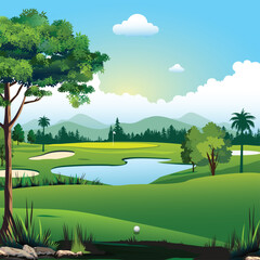 Idyllic Golf Course Landscape