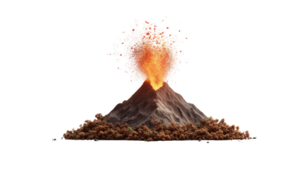 Erupting Volcano: Witness the raw power and fiery spectacle of an erupting volcano spewing ash and lava in this stunning photorealistic image.