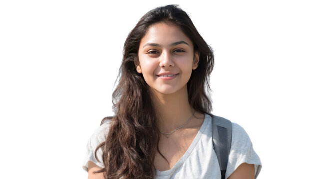 Smiling young woman: A radiant young woman radiates genuine happiness. with long flowing hair and a gentle smile, conveying a sense of approachability and serene confidence.
