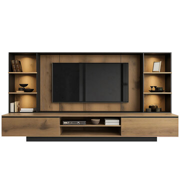 modern living room cabinet with TV and shelves