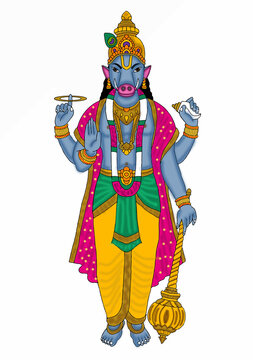 hand drawn digital art of lord varaha