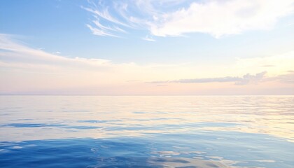 Obraz premium A serene and peaceful landscape featuring tranquil expanse of calm water surface, with gentle ripples creating beautiful abstract pattern texture for nature background.