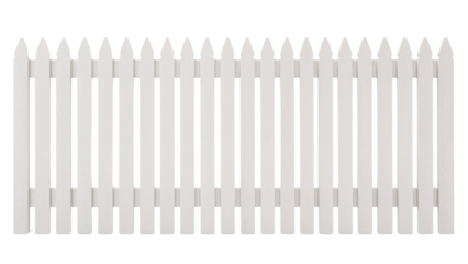 Classic white picket fence creating charming boundary perfect for home, garden offering privacy and curb appeal
