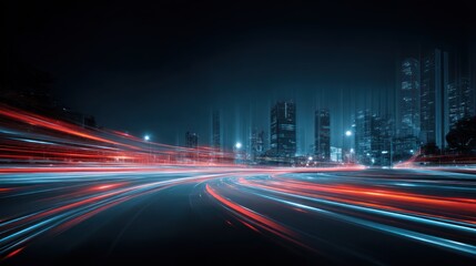 Obraz premium City street at night with light trails
