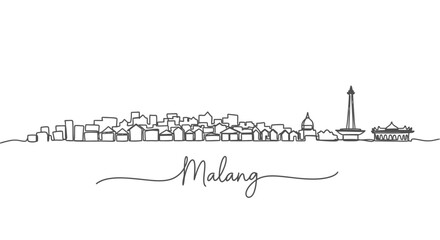 Malang Skyline Line Art.