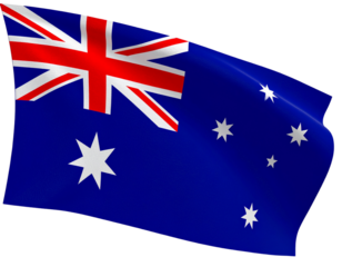 Australian Flag Waving in Wind – Realistic 3D Render on Transparent Background PNG