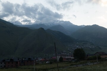Fototapeta premium climbing mount kazbeg in georgia in summer