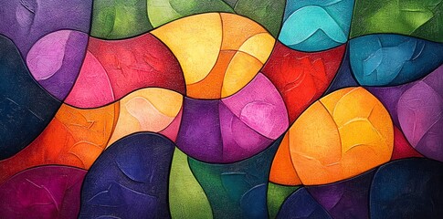 Fototapeta premium Colorful Abstract Glass Art Composition with Vibrant Shades and Organic Shapes
