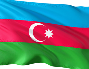 Azerbaijan Flag Fluttering in Wind – Realistic 3D Render PNG