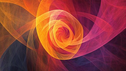 Abstract Vibrant Red Orange Pink Swirling Fractal Pattern in Bright Light