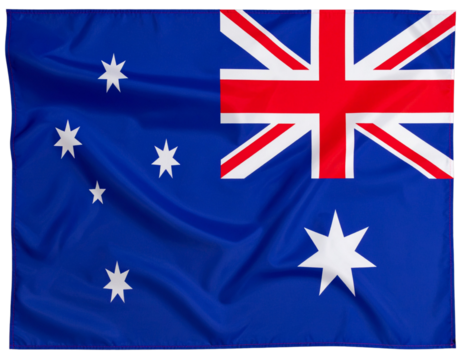 Flat Australian Flag with Soft Creases – Top View Isolated PNG