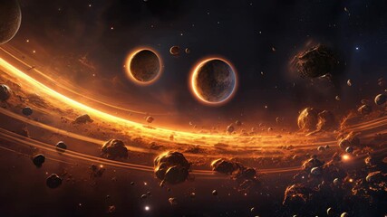Distant planets and asteroids in the cosmos. AI. - Powered by Adobe
