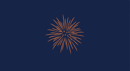 Fototapeta premium Isolated fireworks. Dark blue background. Orange and red lines radiate outward