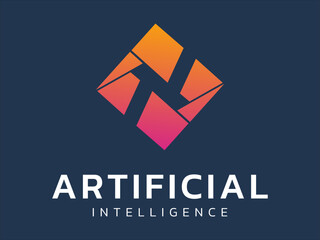 Artificial intelligence with overlapping letter X in square technology Analysis logo vector design concept. AI technology logotype symbol for advance technology, ui, identity, automation, robotics.